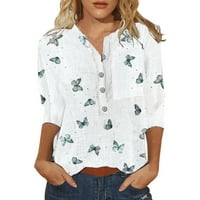Outfmvch košulje s dugim rukavima za žene casual rukav srednji gumbi za tiskanje majice modni ženski vrhovi smeđi