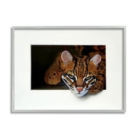 Prijeteći gepard, zasljepljujuća mačka iz džungle, nejasna slika, slika u sivom okviru, zidni tisak, dizajn Alana