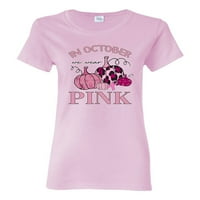 Wild Bobby u listopadu nosimo ružičaste bundeve Cheetah Print Svjesnost o raku dojke Žene Grafičke majice, svijetlo