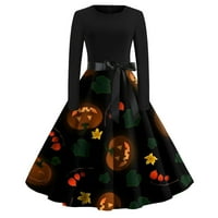 Umitay flashwomen's Halloween print bljeskalica za žene haljine dugih rukava zabave casual haljine