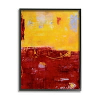 Stupell Industries Blok crvene i žute boje s dizajnom horizonskog linije Erin Ashley, 16 20