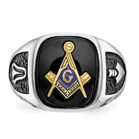 Muški masonski prsten od pravog bijelog zlata 14k Veličina: 10; za odrasle i tinejdžere; za žene i muškarce