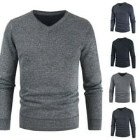 Muški gornji dijelovi košulje dugih rukava topla pletena majica s izrezom u obliku slova a, ležerna bluza, džemper