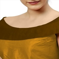Ženska bluza s dekolteom čamca, Višebojni Gornji dio Bez rukava, Boja: smeđa i zlatna