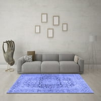Tradicionalni unutarnji tepisi koji se mogu prati u perilici u perzijskoj plavoj boji, kvadrat 6 stopa