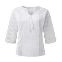 Poslovne majice za žene, majice s prednjim kravatama, široke majice s izrezom u obliku slova H, bijele majice