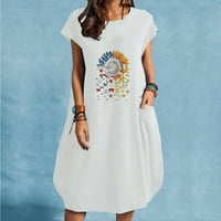 Rasprodaja ljetnih haljina za žene Plus Size s kratkim rukavima s digitalnim printom Midi haljina s okruglim vratom
