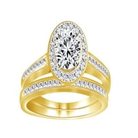 14k Bijeli prirodni dijamantni prstenovi od žutog zlata