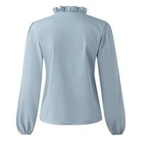Topovi za zimsku jesen za žene, Bluza, ljetna majica s izrezom i volanima u obliku slova B, kratki rukav, Jednobojni