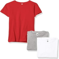 Jednobojne majice za djevojčice s kratkim rukavima, pamuk, bijela, crvena vrijeska
