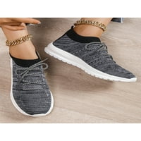 Zodanni Women Flats pletene tenisice gornje čarape čipke up casual cipele trčanja cipela za cipele sportski lagana