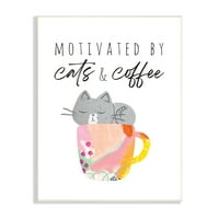 Krigla motivirana mačkama i frazom za kavu s uokvirenim uzorkom, umjetnički tisak