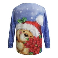 Majica za žene jednostavne prevelike košulje s božićnim printom moderan svečani pulover bluza jesenske košulje