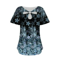 Ženska modna ležerna udobna bluza s okruglim vratom s kratkim rukavima s printom, plava, e-mail